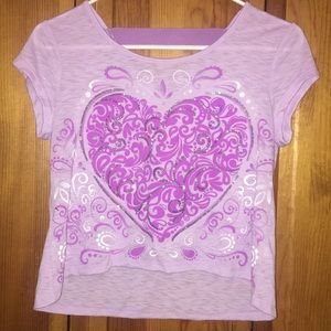 Purple high-low sparkle heart shirt